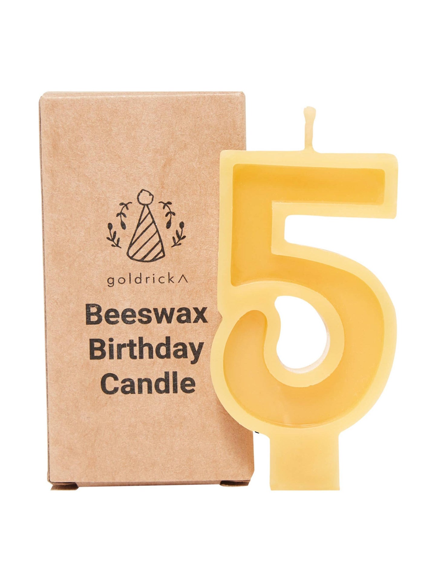 Beeswax Number Candles, 0–6, Pure Beeswax with Cotton Wick