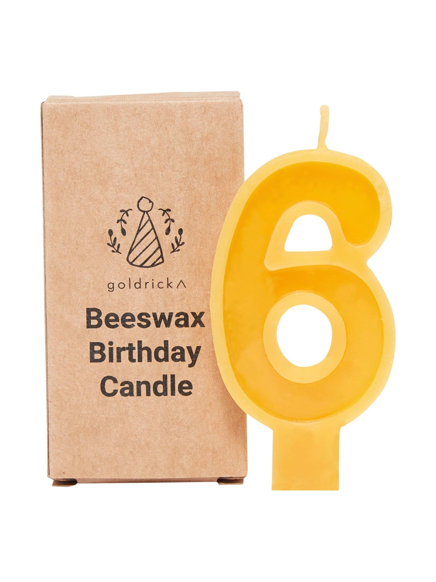 Beeswax Number Candles, 0–6, Pure Beeswax with Cotton Wick
