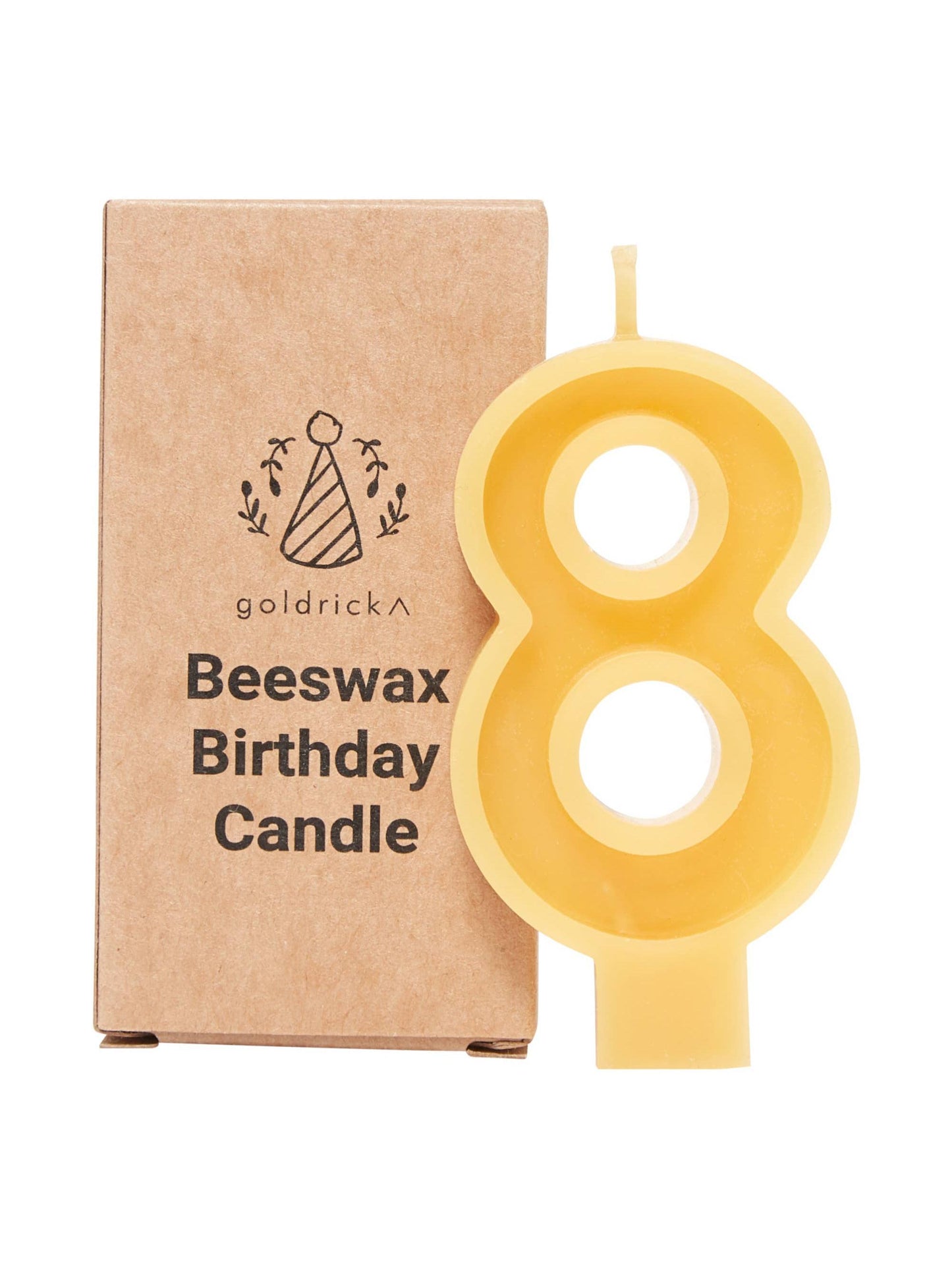 Beeswax Number Candles, 0–6, Pure Beeswax with Cotton Wick