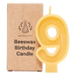 Beeswax Number Candles, 0–6, Pure Beeswax with Cotton Wick