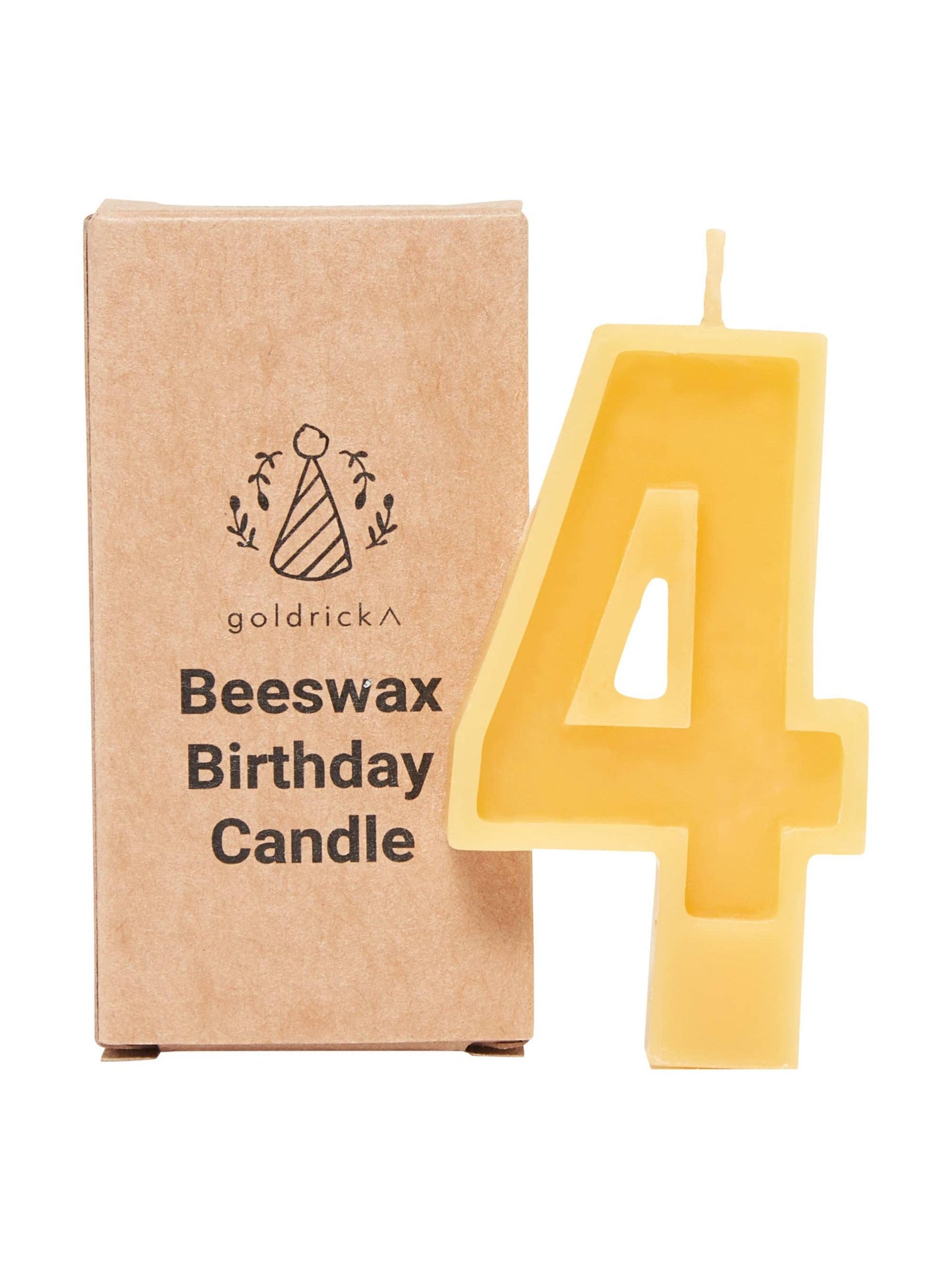 Beeswax Number Candles, 0–6, Pure Beeswax with Cotton Wick