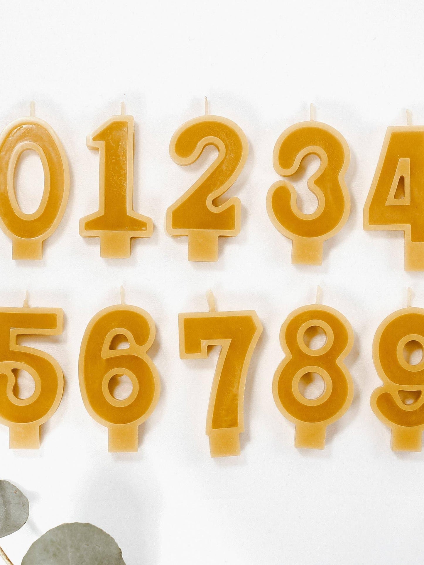 Beeswax Number Candles, 0–6, Pure Beeswax with Cotton Wick