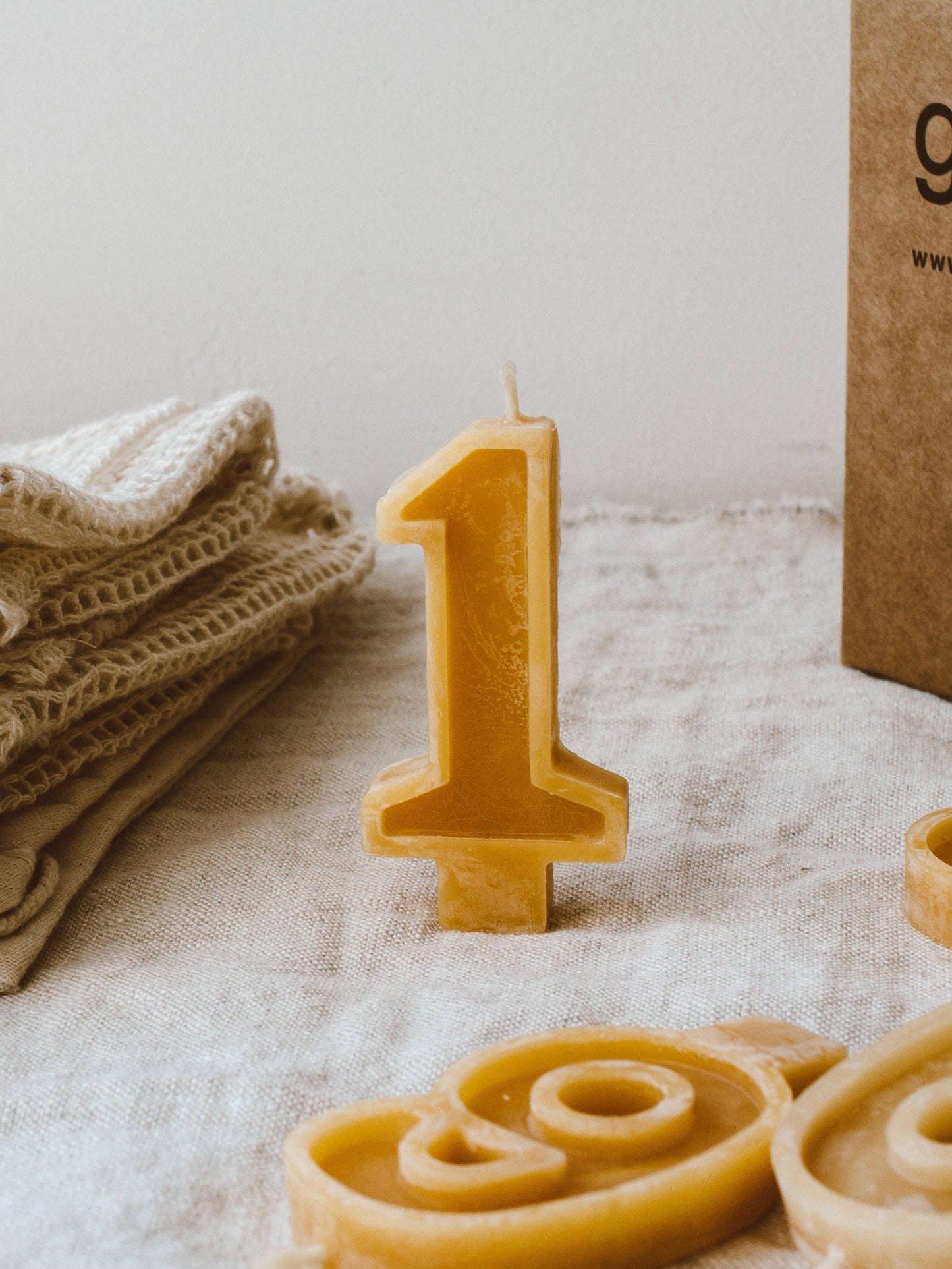 Beeswax Number Candles, 0–6, Pure Beeswax with Cotton Wick