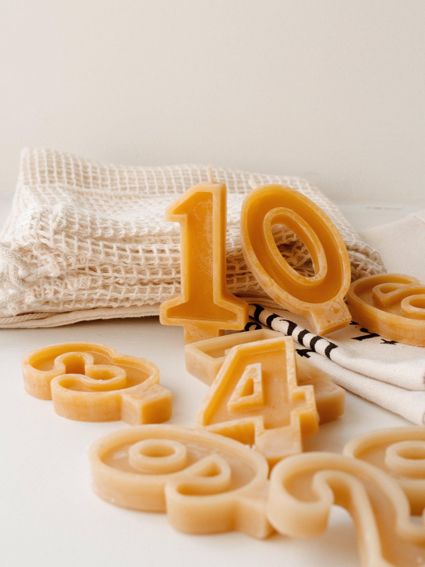 Beeswax Number Candles, 0–6, Pure Beeswax with Cotton Wick