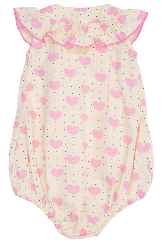Hearts & Dots Romper W Frill