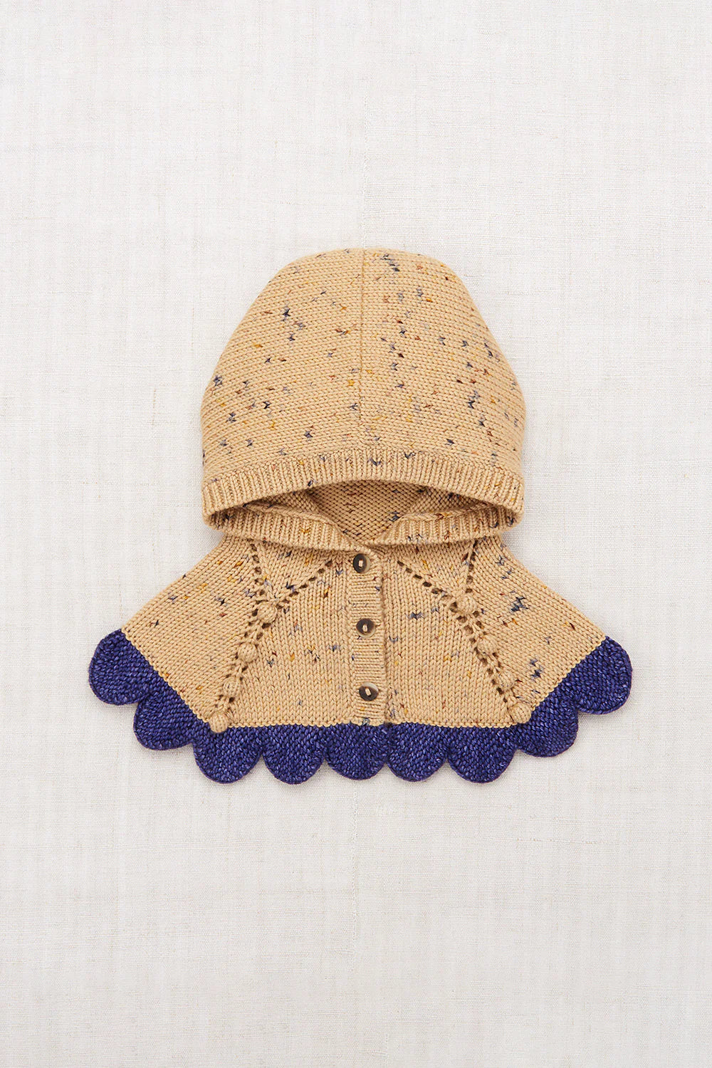 Kids Capelet, Scallop, Camel Confetti, 100% Merino Wool