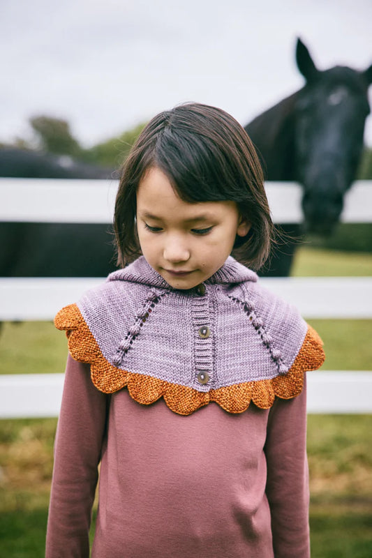 Kids Capelet, Scallop, Periwinkle, 100% Merino Wool