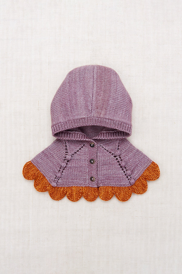 Kids Capelet, Scallop, Periwinkle, 100% Merino Wool