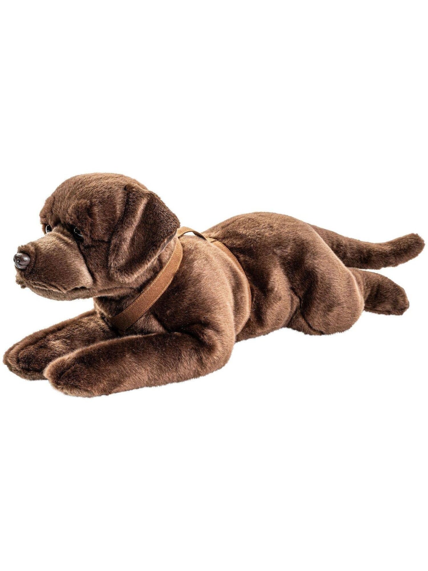 Labrador Plush, Lying with Harness, Brown, 60 cm