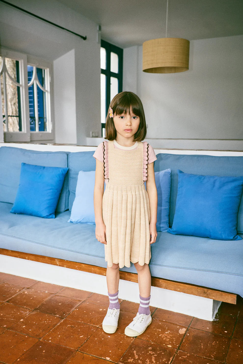 Louisa Pinafore Dress, Bisque