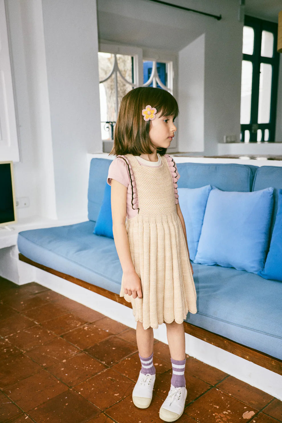 Louisa Pinafore Dress, Bisque