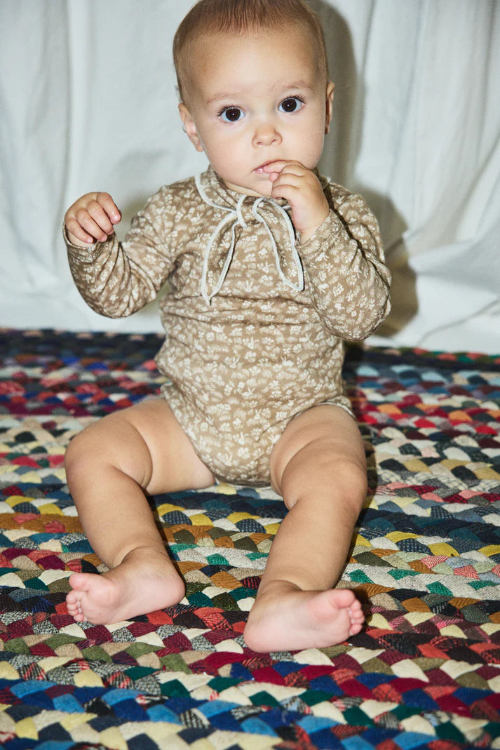 Baby Long Sleeve Scout Onesie, Kelp Bunny Meadow