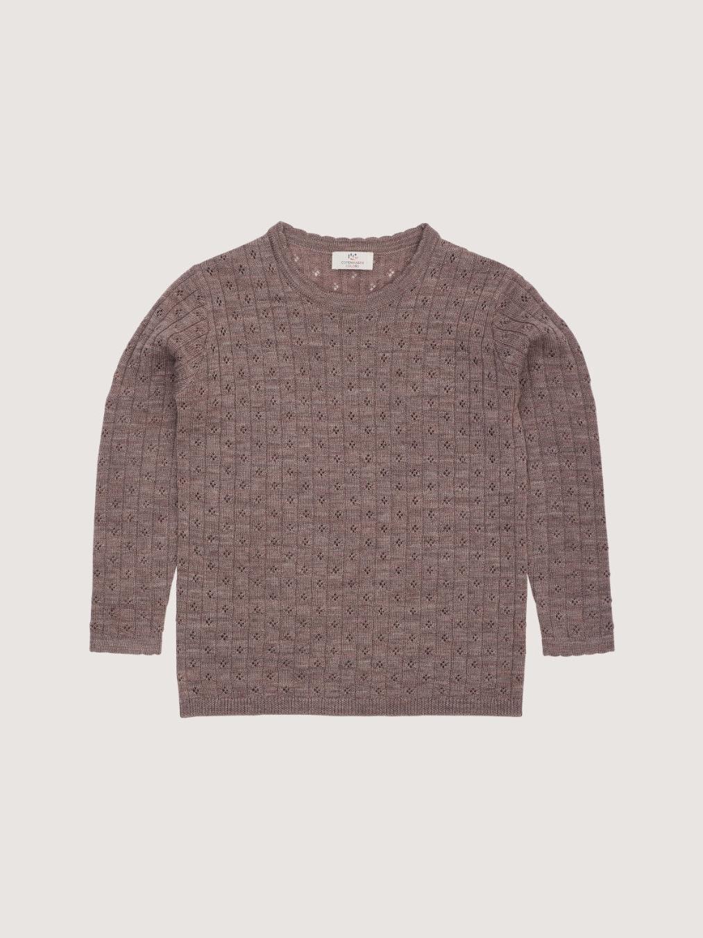 Merino Classic Pointelle Blouse, Natural Melange