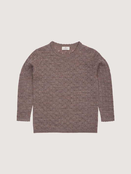 Merino Classic Pointelle Blouse, Natural Melange