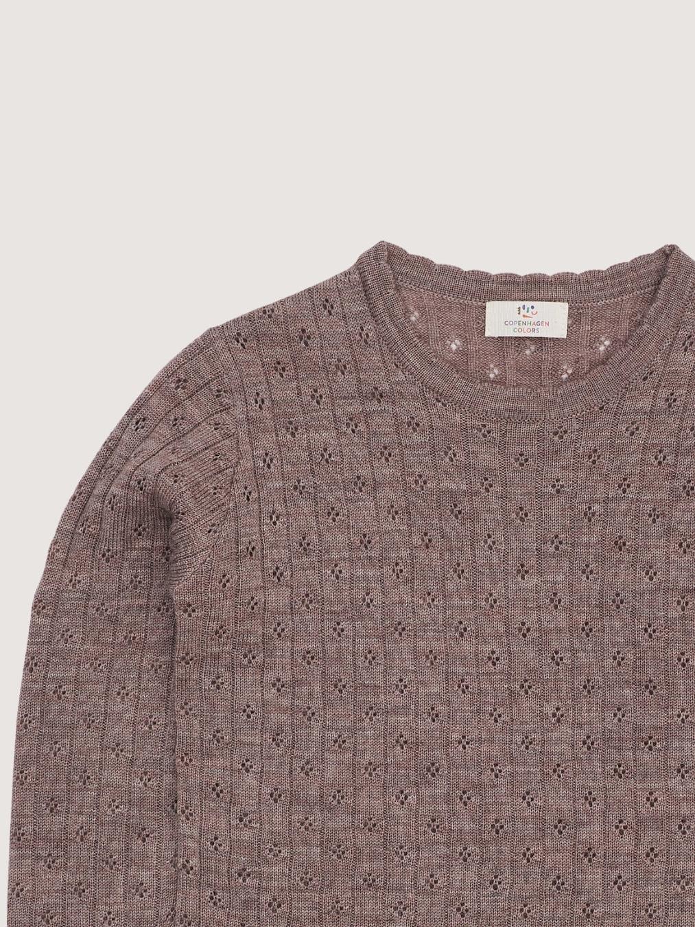 Merino Classic Pointelle Blouse, Natural Melange