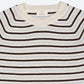 Merino Classic Pointelle Rib Blouse, Cream / Brown / Dusty Blue