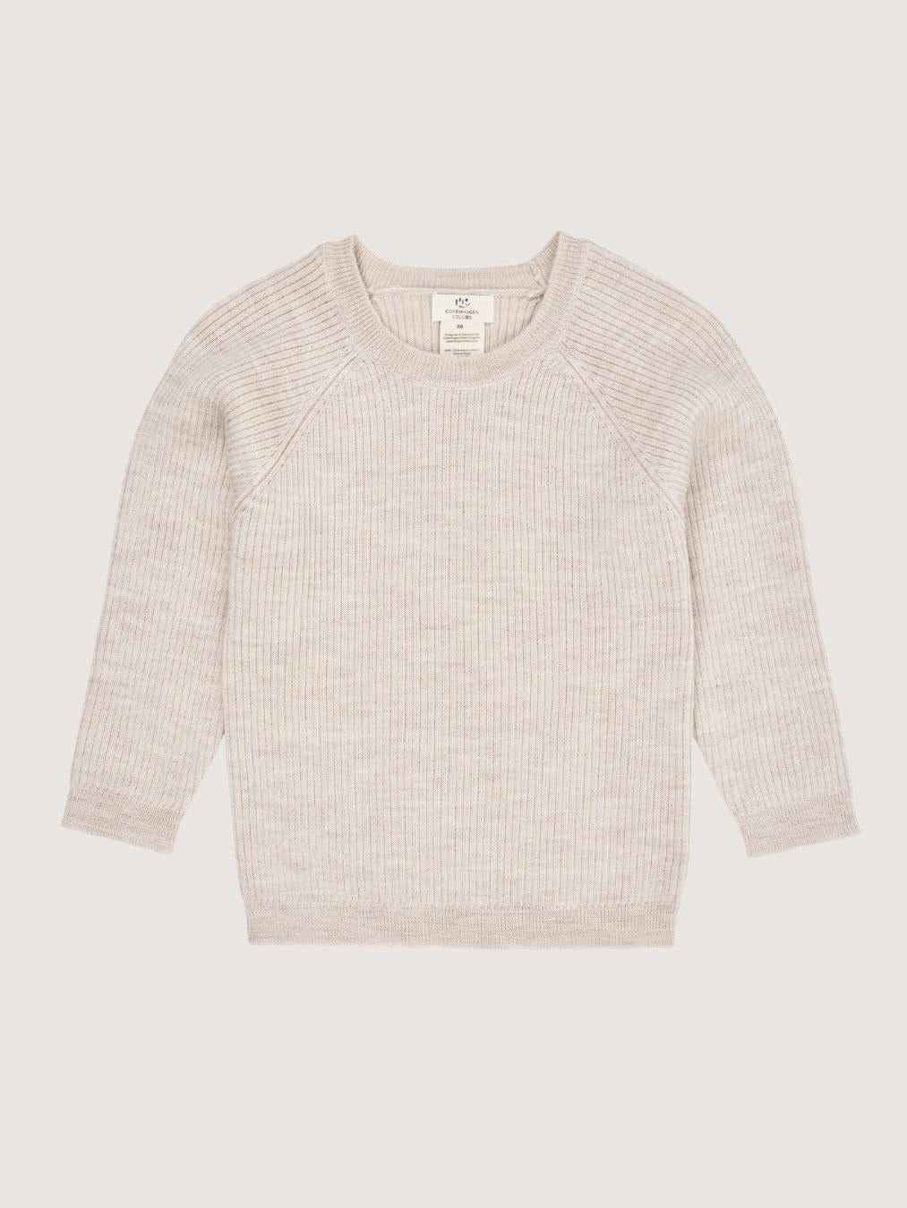 Merino Classic Pointelle Rib Blouse, Pale Cream Melange