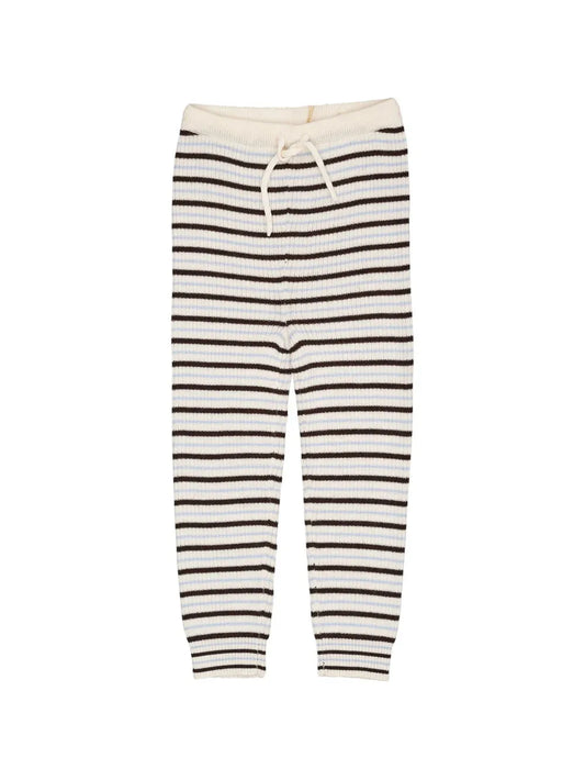 Merino Classic Rib Leggings, Cream / Brown / Dusty Blue