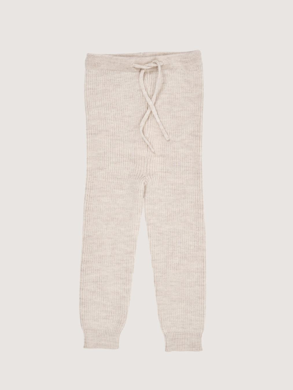 Merino Classic Rib Leggings, Pale Cream Melange