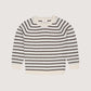 Merino Classic Pointelle Rib Blouse, Cream / Brown / Dusty Blue