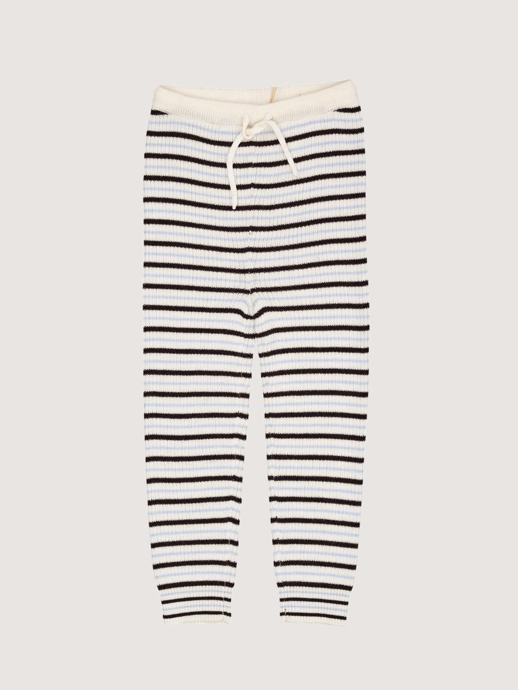 Merino Classic Rib Leggings, Cream / Brown / Dusty Blue