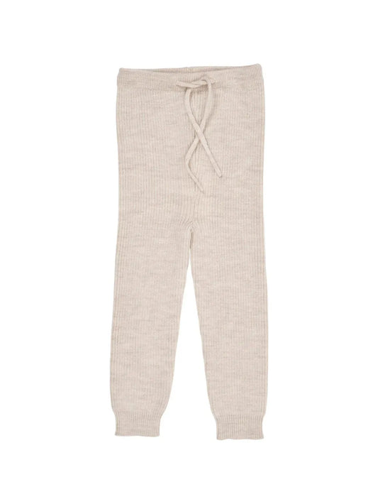 Merino Classic Rib Leggings, Pale Cream Melange