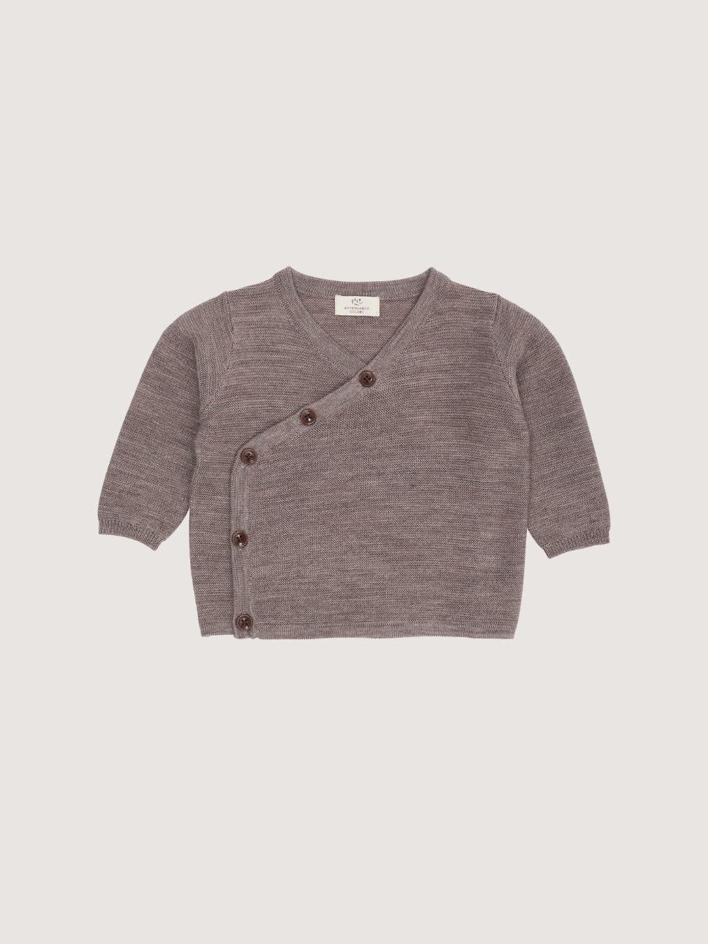Merino Cross-Over Cardigan, Garter Stitch, Natural Melange