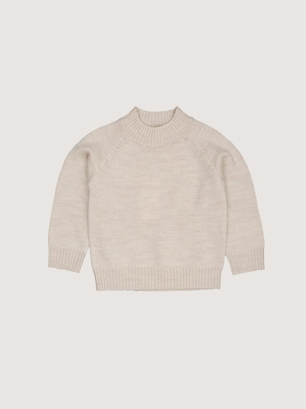 Merino Pull Over with Turtleneck, Pale Cream Melange