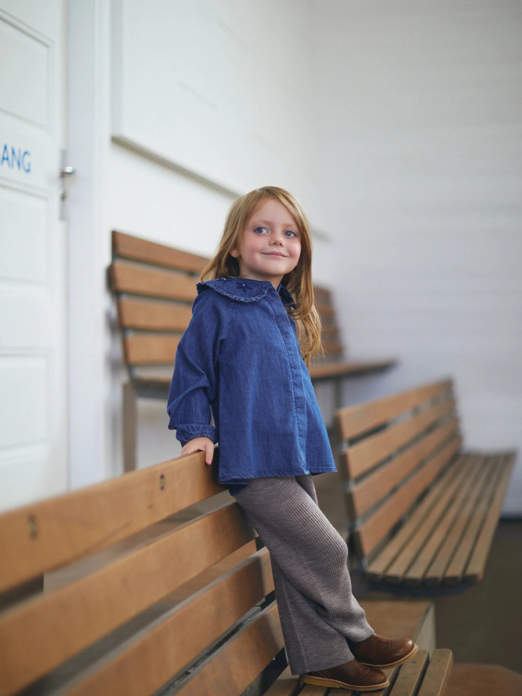 Merino Wide Rib Pants, Natural Melange