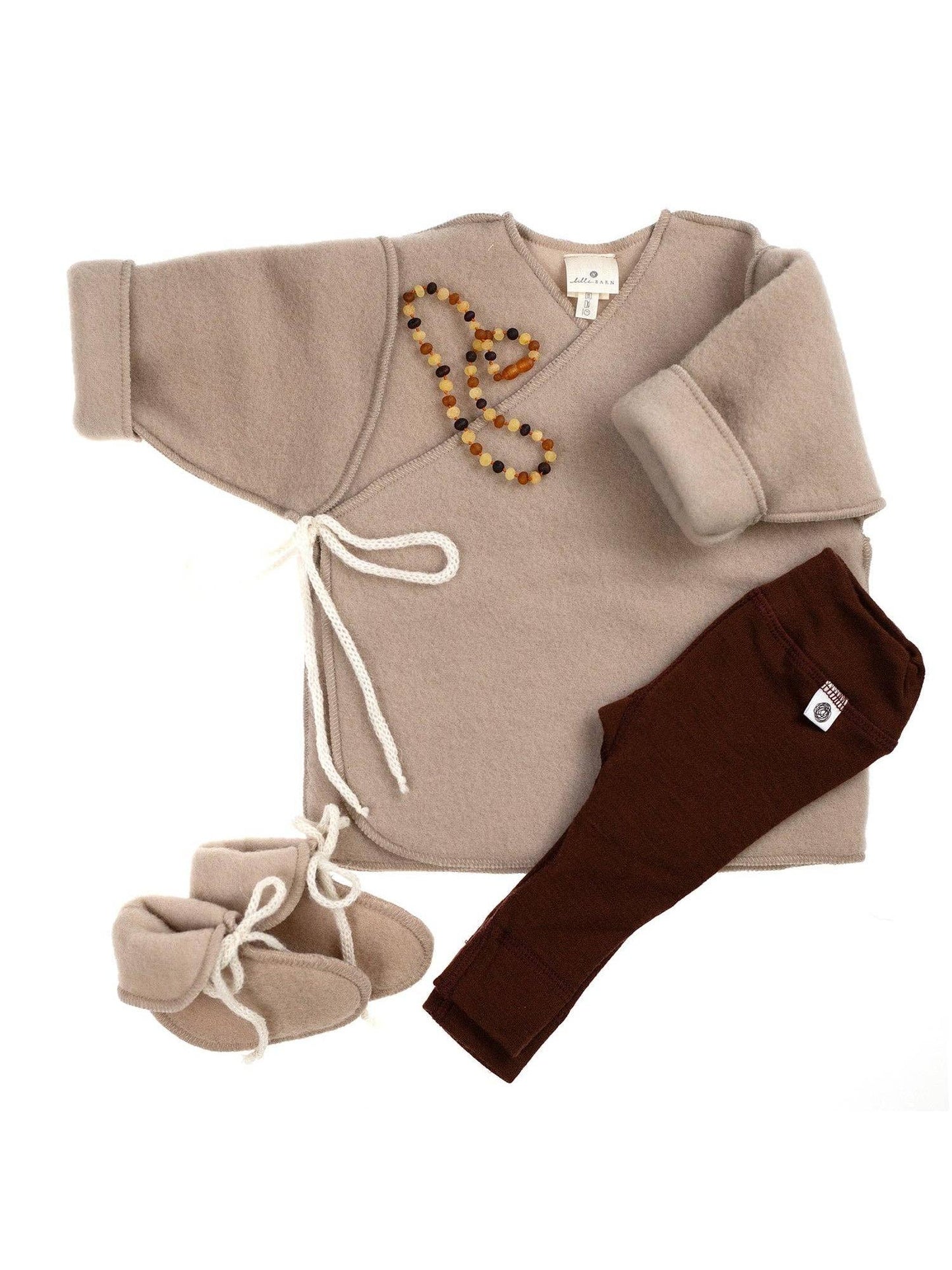 Merino Wool Fleece Newborn Jacket, Beige