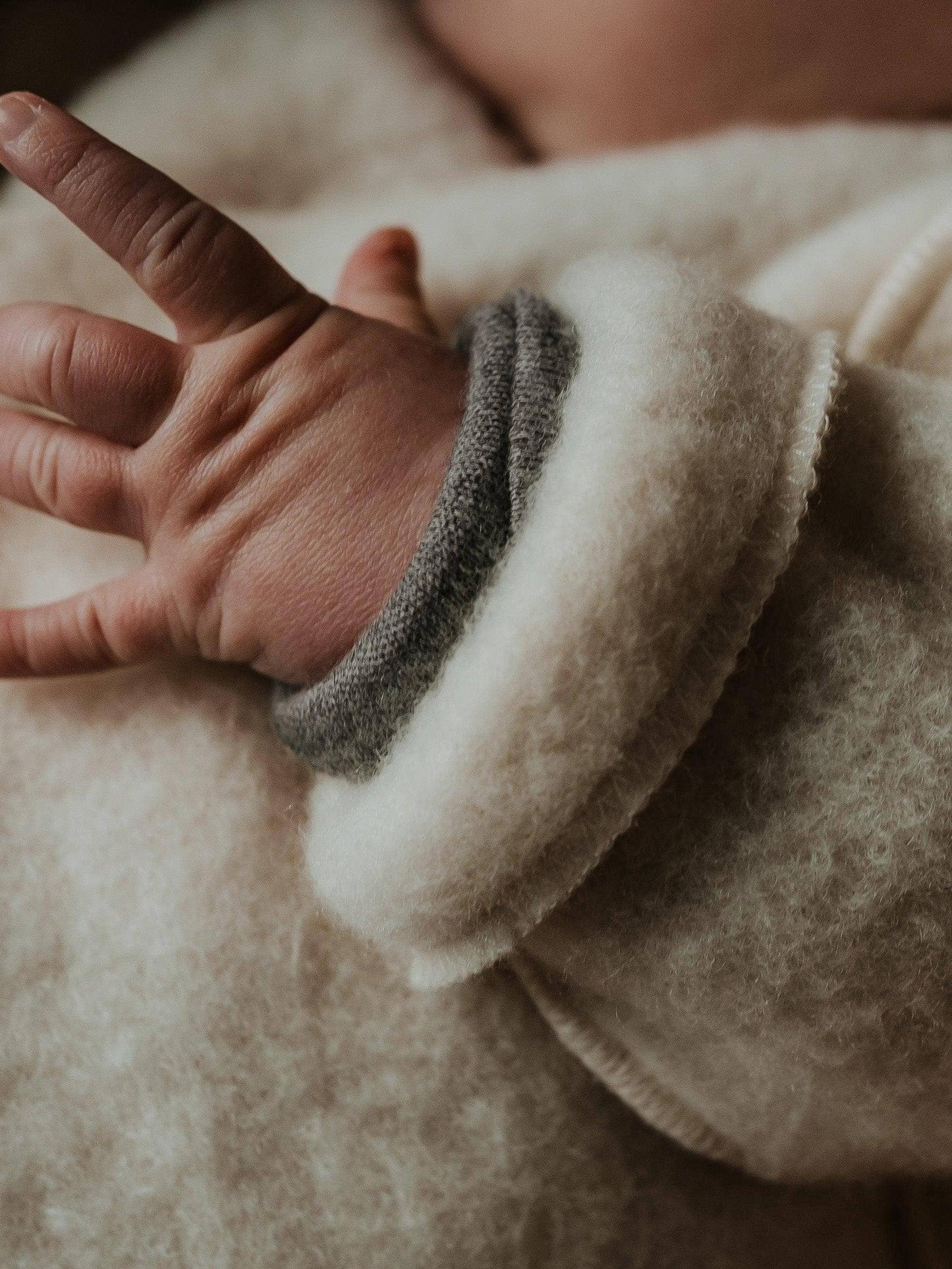 Merino Wool Fleece Newborn Jacket, Natural