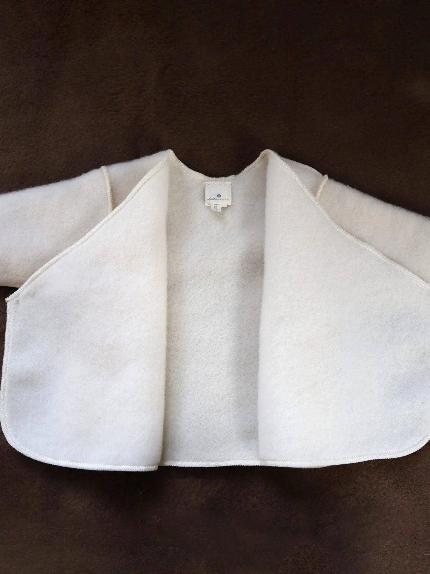 Merino Wool Fleece Newborn Jacket, Natural