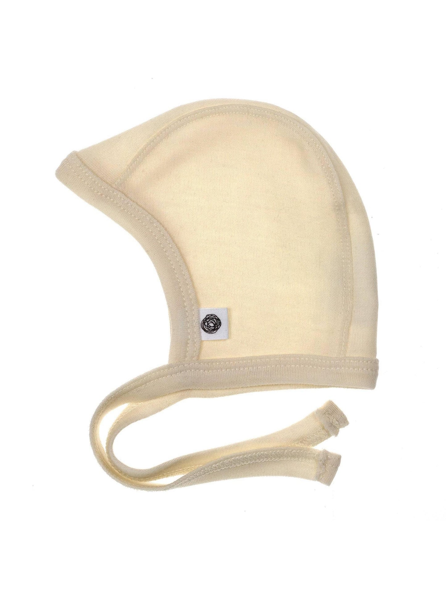 Merino Wool Tie Hat, Natural, Soft Newborn Bonnet