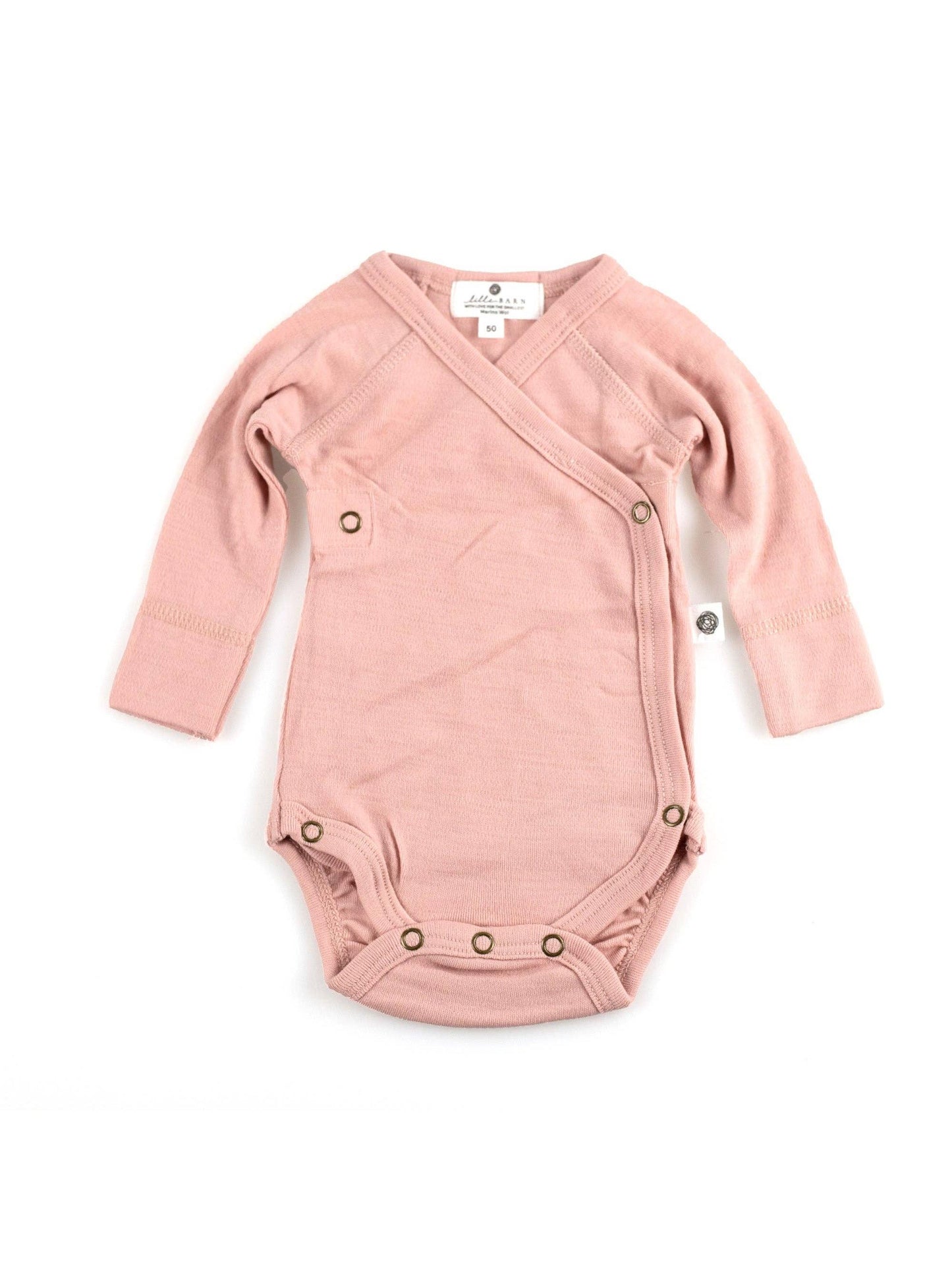 Merino Wool Wrap Bodysuit, , Misty Rose