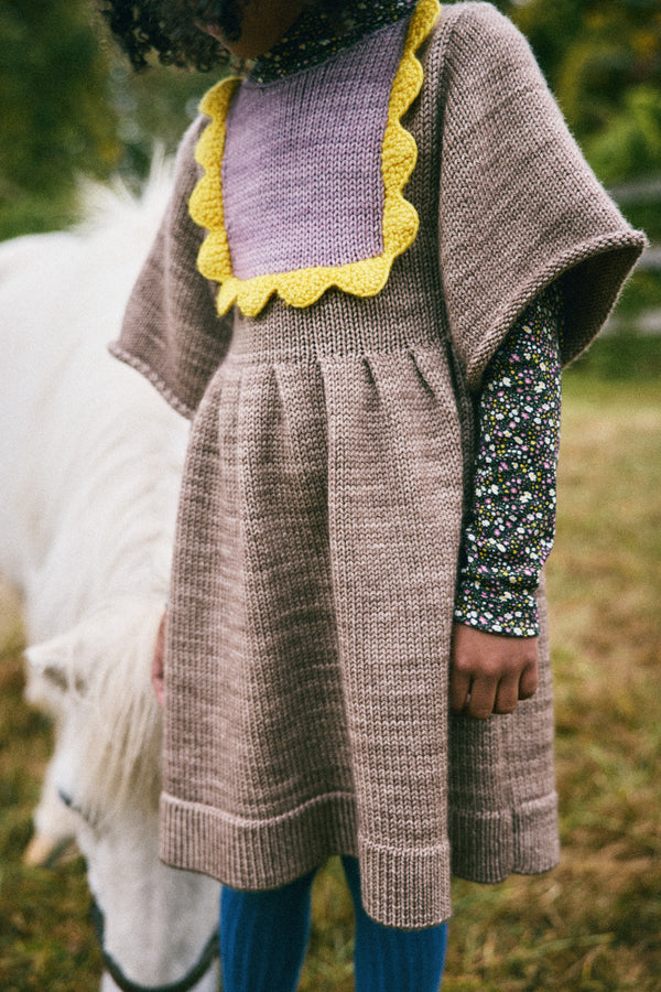 Misha & Puff, Kids Dress, Scallop Bib Dress, 100% Merino