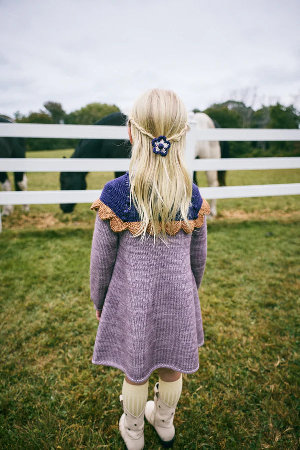 Misha & Puff, Girls Dress, Scallop Yoke Tunic Dress, Periwinkle, 100% Merino Wool