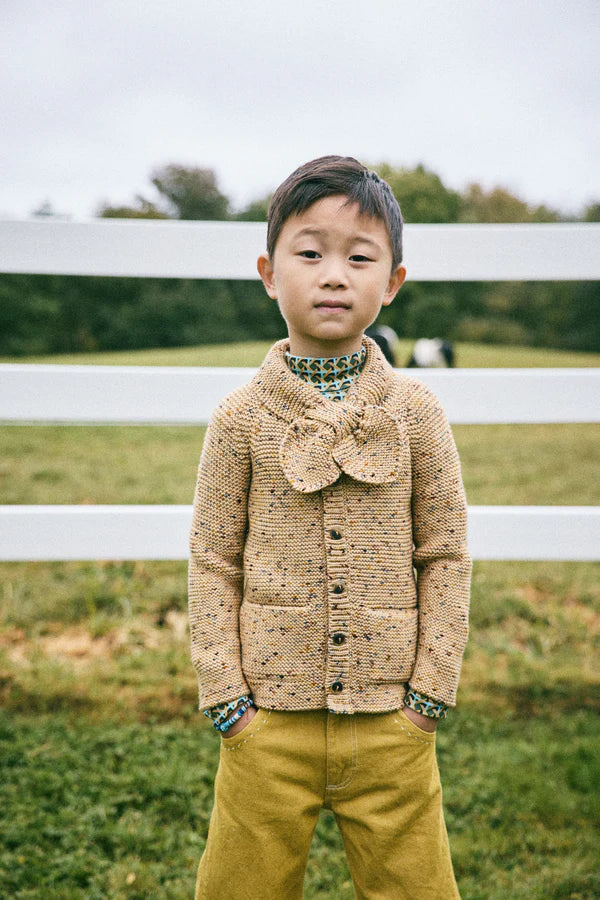 Misha & Puff, Kids Cardigan, Camel Confetti, 100% Wool