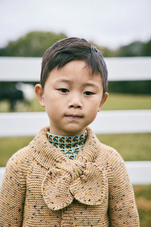 Misha & Puff, Kids Cardigan, Camel Confetti, 100% Wool