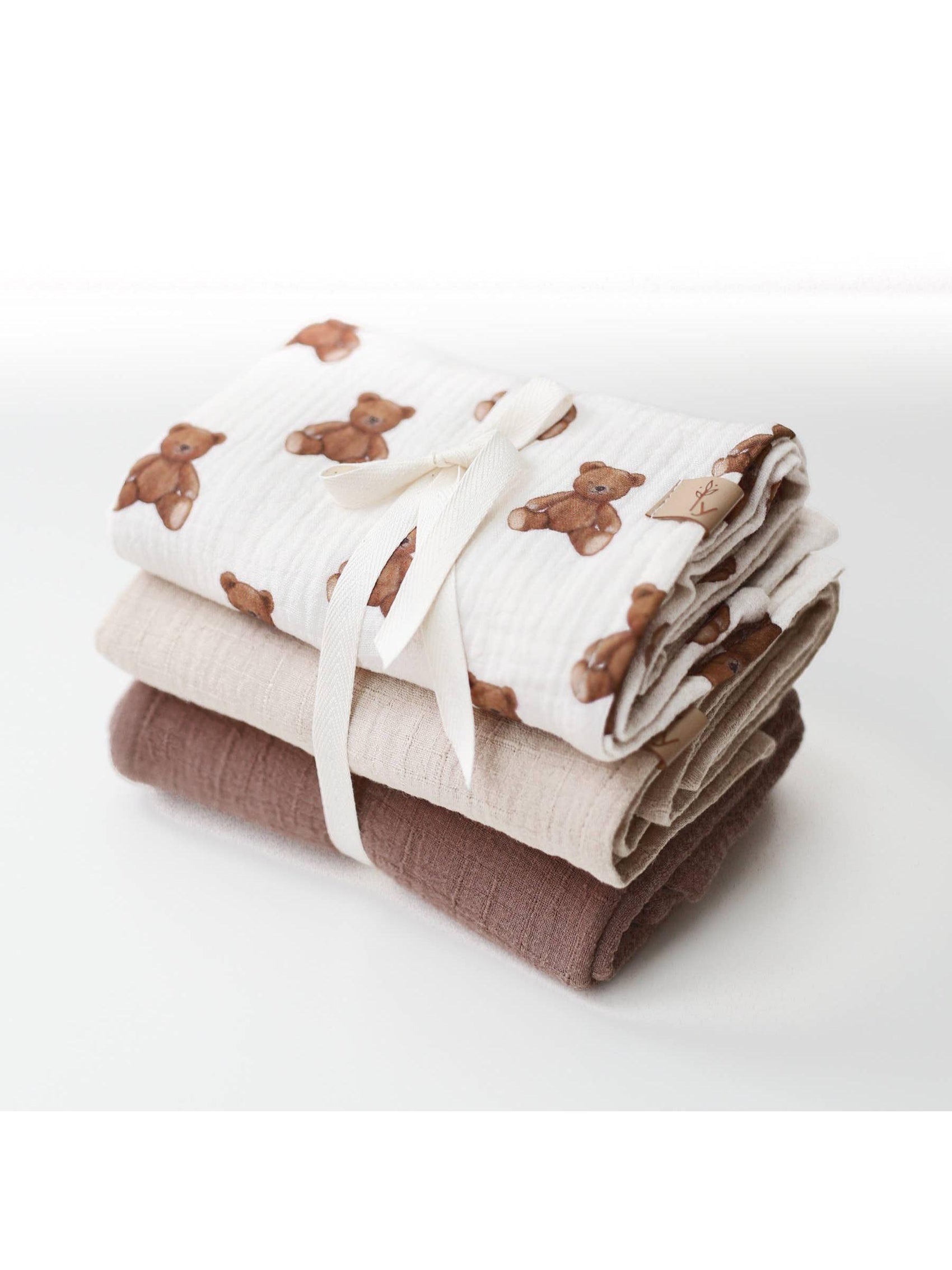 Muslin Burp Cloth Set, 3 Pack, Bear