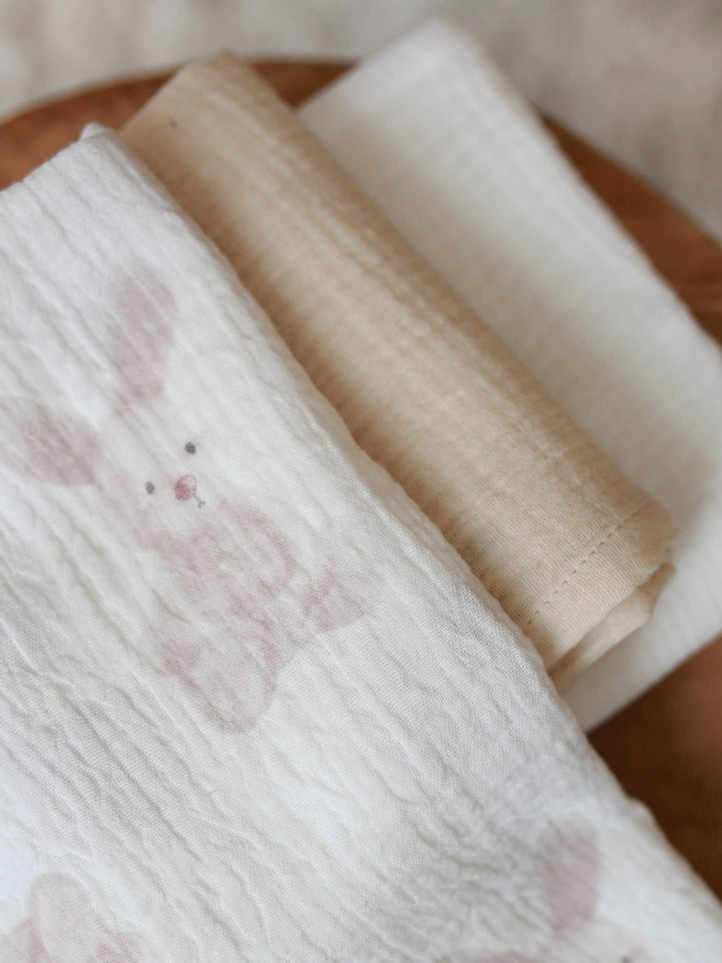 Muslin Burp Cloth Set, 3 Pack, Bunny Print