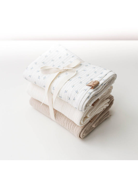 Muslin Burp Cloth Set, 3 Pack, Neutral