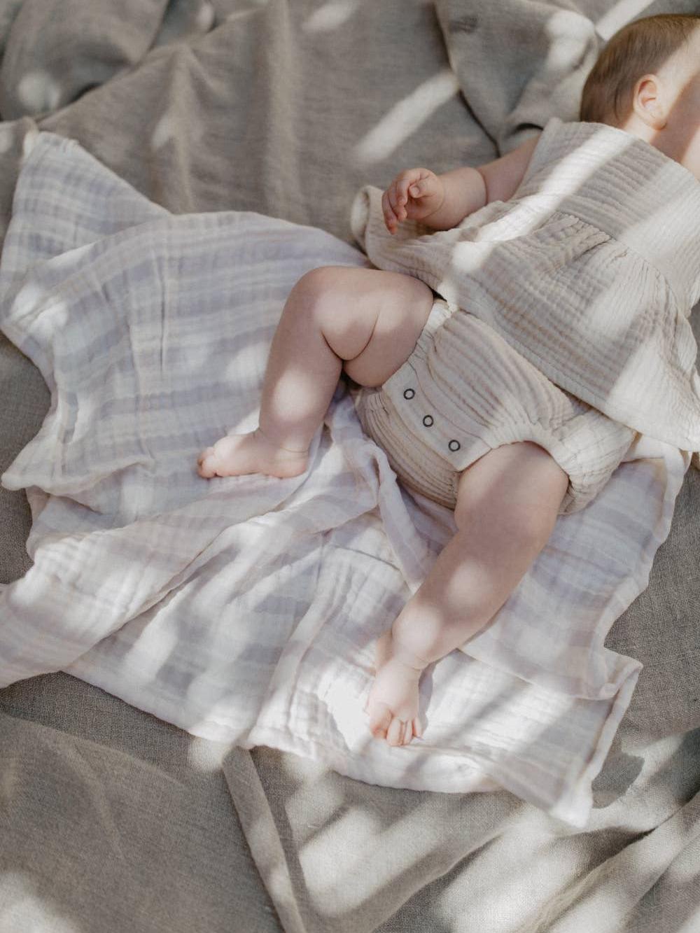 Muslin Swaddle, Muslin Cloth, Lavender Stripes