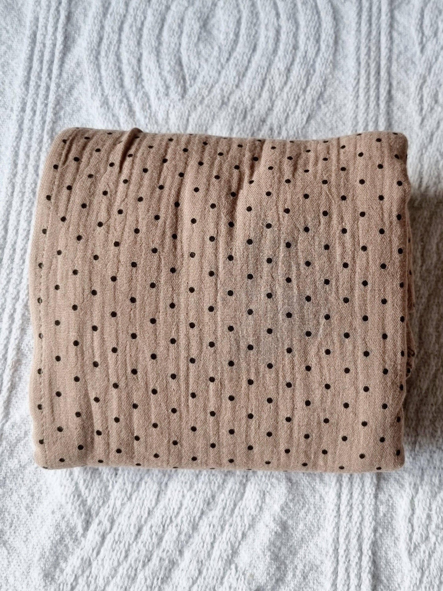 Muslin Swaddle, Soft brown with dots, 130x110cm