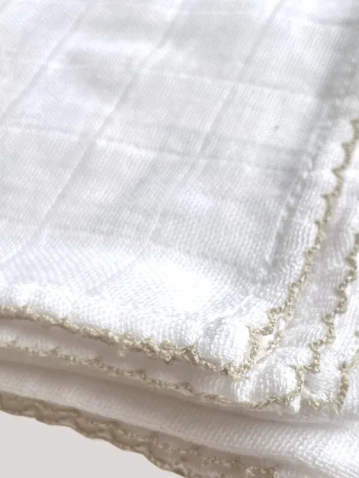 Muslin With Crochet Piping, Oatmeal