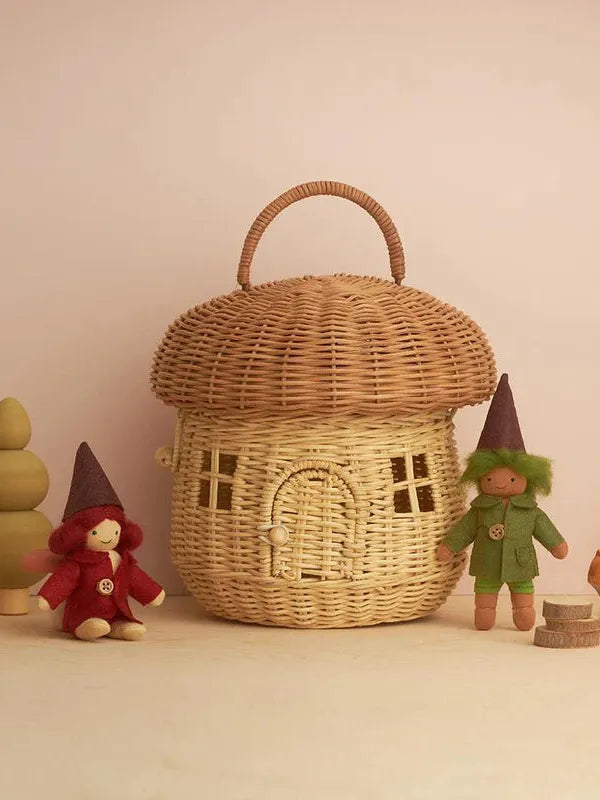 Olli Ella, Rattan Mushroom Basket, Straw