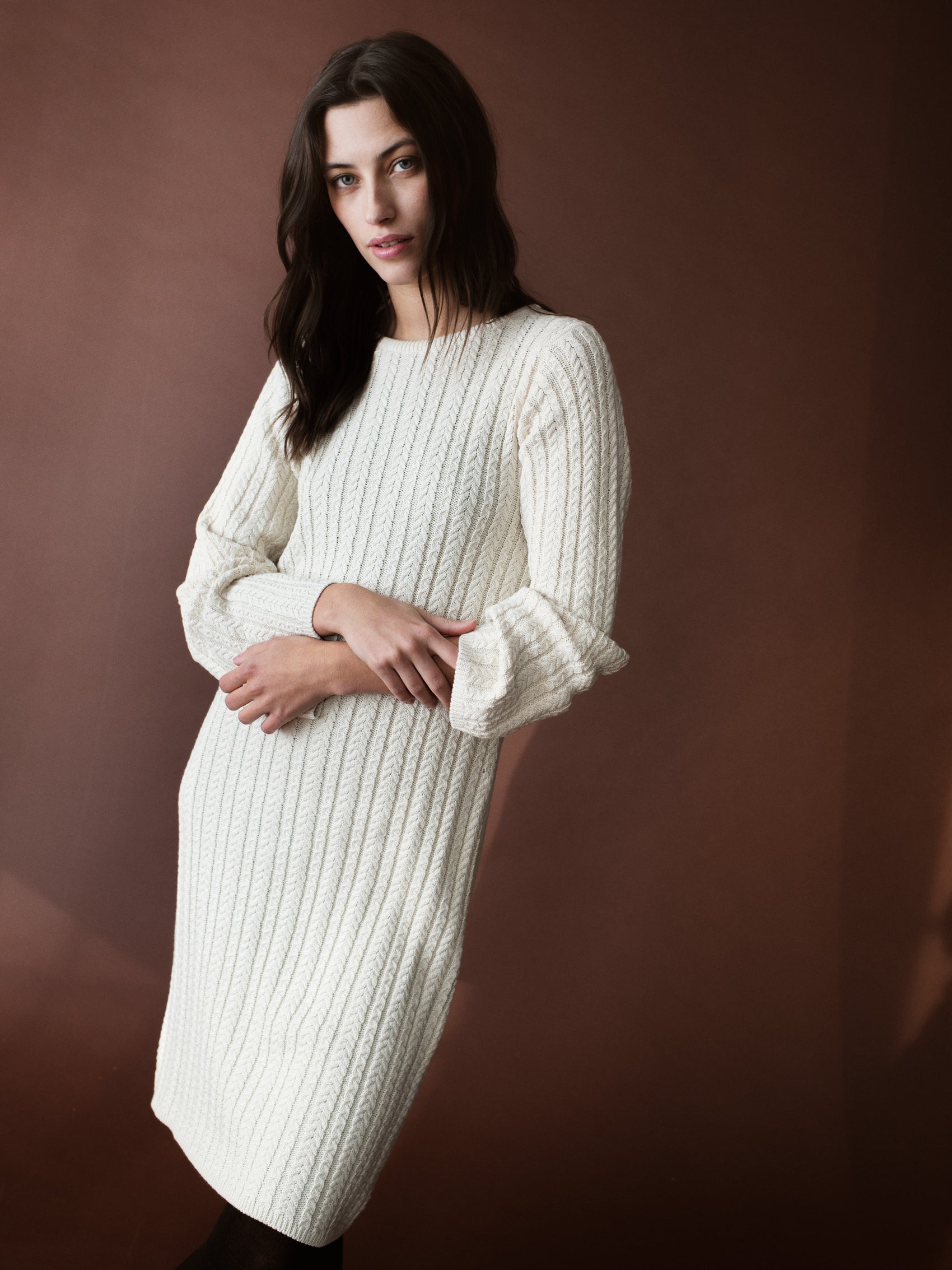 Organic Cotton Cable knitted Dress, Women