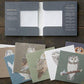 Owls, Square Card Folder, 8 Double Cards & Envelopes, Gold Print, FSC Paper