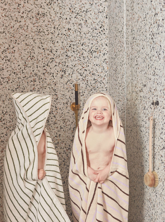 Oyoy, Raita Hooded Towel, Green & Offwhite