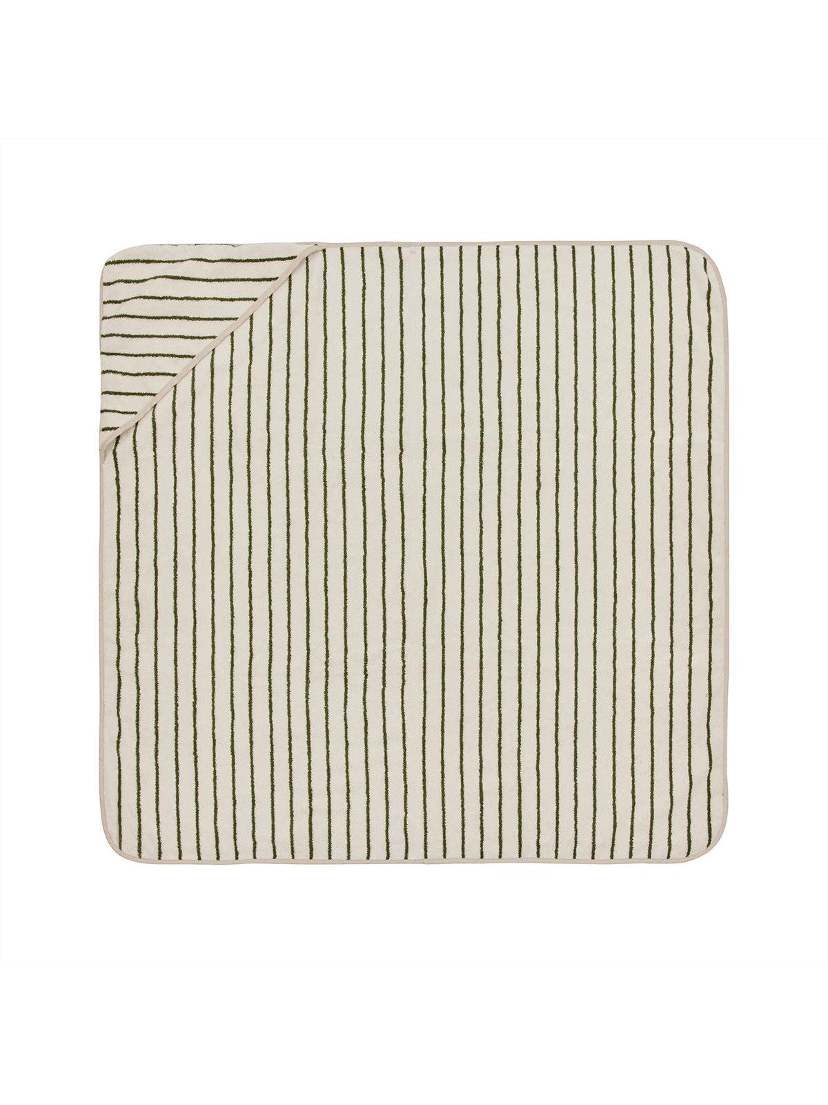 Oyoy, Raita Hooded Towel, Green & Offwhite