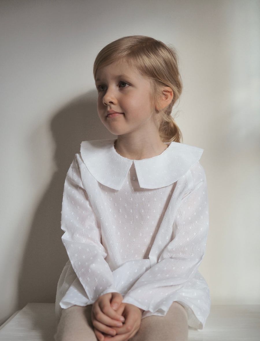 As We Grow, Peter Pan Shirt With Long Sleeves, Point D'Esprit